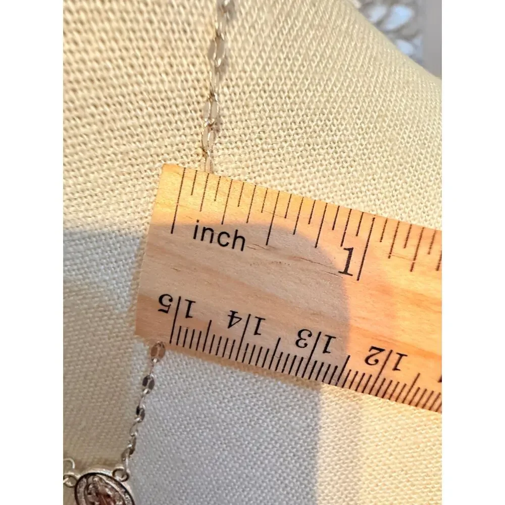 Vintage Rosary Cross Necklace 16”